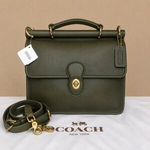 Vintage COACH WILLIS Loden Green Top Handle Turn Lock Bag 9927 COA NWT